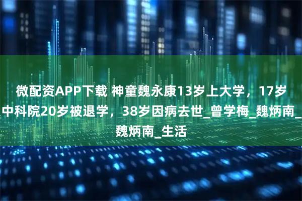 微配资APP下载 神童魏永康13岁上大学，17岁考入中科院20岁被退学，38岁因病去世_曾学梅_魏炳南_生活