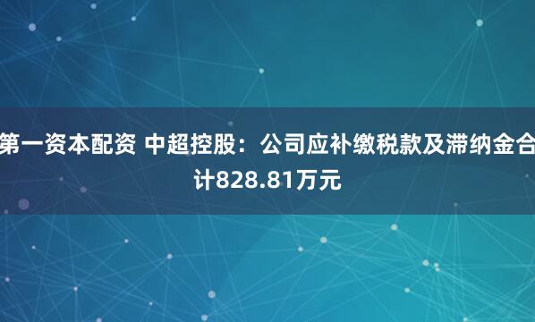第一资本配资 中超控股：公司应补缴税款及滞纳金合计828.81万元
