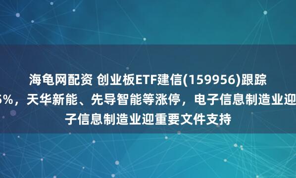 海龟网配资 创业板ETF建信(159956)跟踪指数收涨6.55%，天华新能、先导智能等涨停，电子信息制造业迎重要文件支持